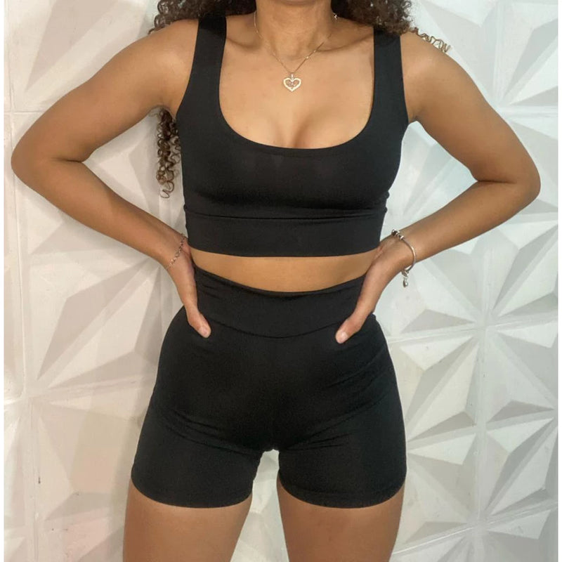 Conjunto Short e Top Academia Cintura Alta Suplex