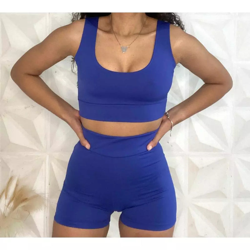 Conjunto Short e Top Academia Cintura Alta Suplex