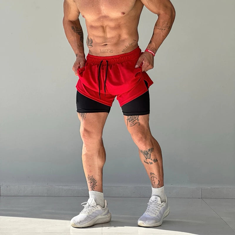 Shorts Masculino 2 em 1 Corrida Liso