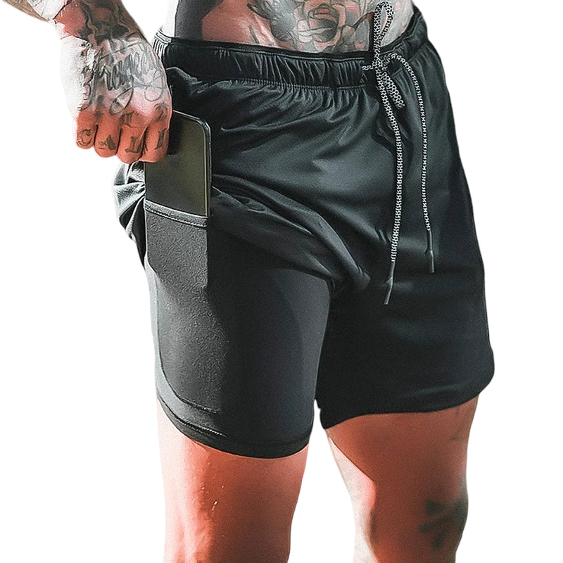 Shorts Masculino 2 em 1 Corrida Liso