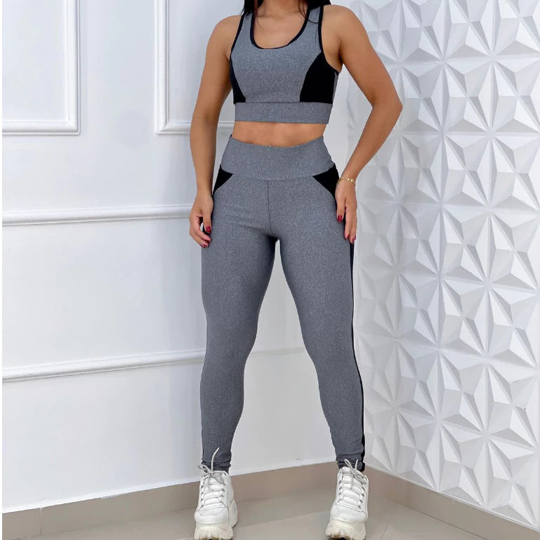 Conjunto Calça Legging Cintura Alta + Top com Bojo