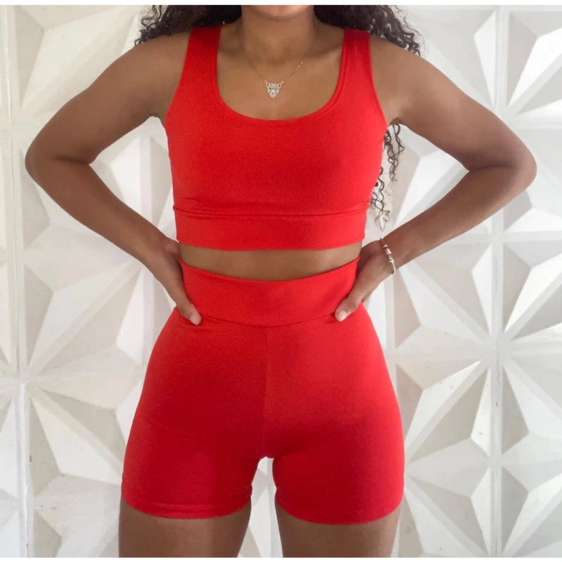 Conjunto Short e Top Academia Cintura Alta Suplex