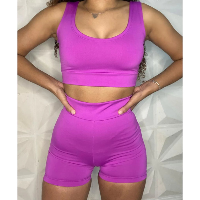 Conjunto Short e Top Academia Cintura Alta Suplex