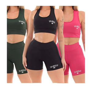 Kit 3 Conjuntos Top e Shorts Feminino Los Angeles