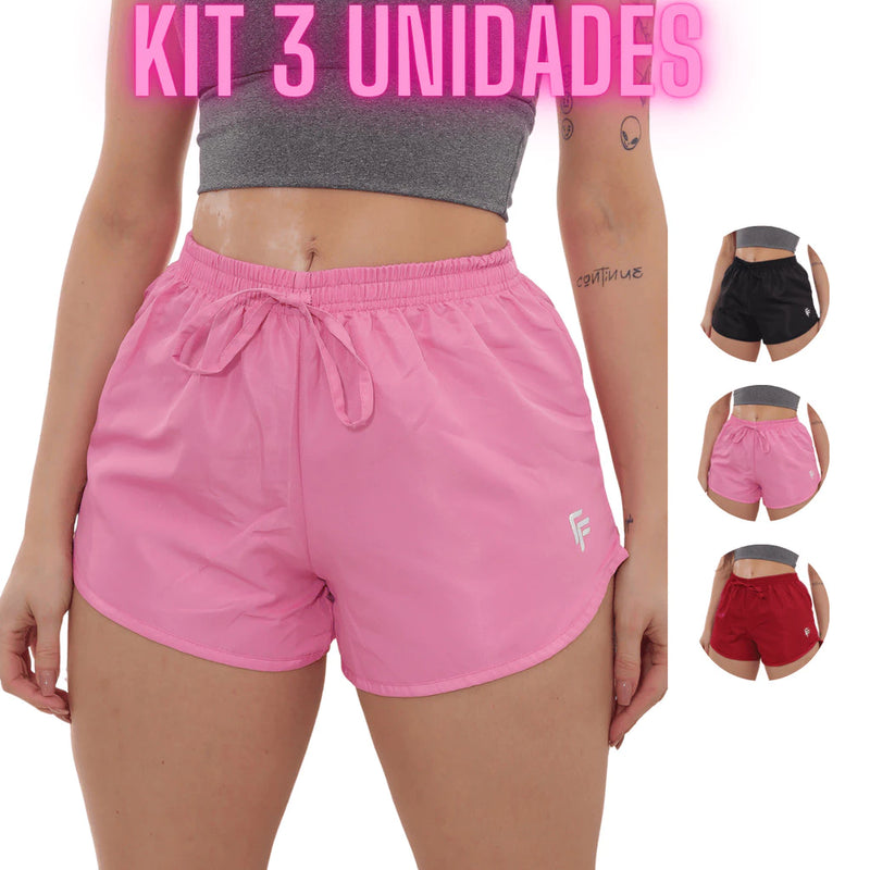 Kit 3 Shorts Femininos Tactel