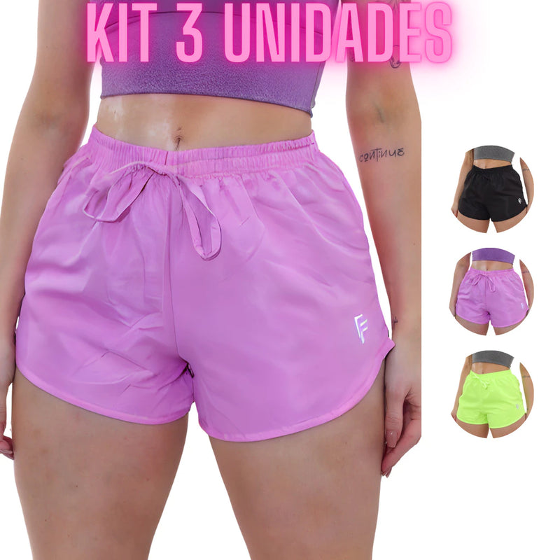 Kit 3 Shorts Femininos Tactel