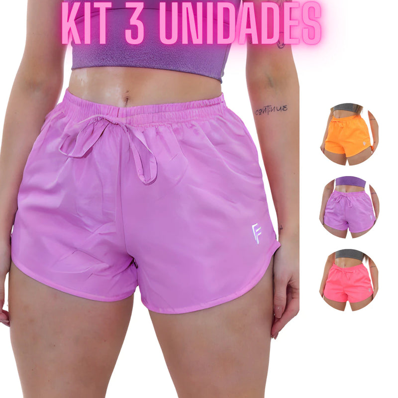 Kit 3 Shorts Femininos Tactel