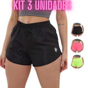 Kit 3 Shorts Femininos Tactel